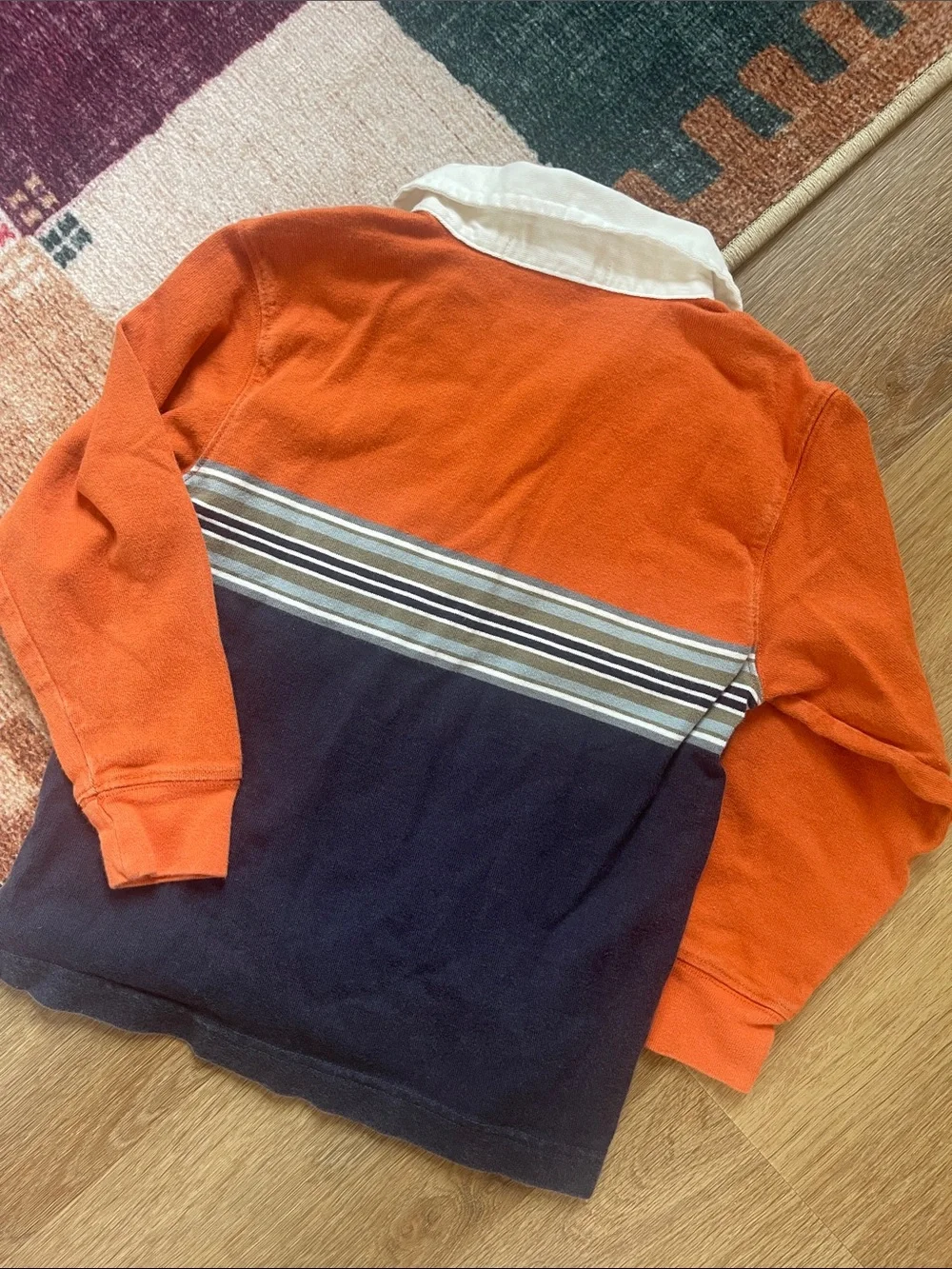 Vintage Gymboree Boys' Orange & Navy Rugby Polo Shirt